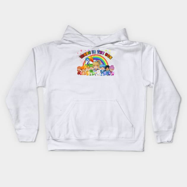 Made in the 80's Rainbow Girl Kids Hoodie by WalkingMombieDesign